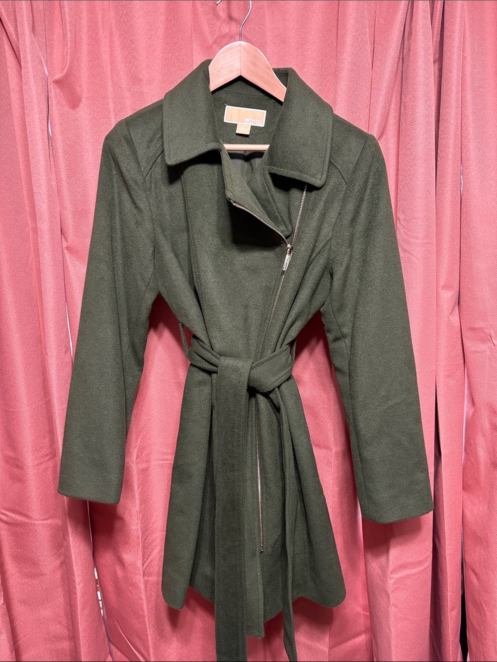Michael Kors Olive Green Belted Trench Coat